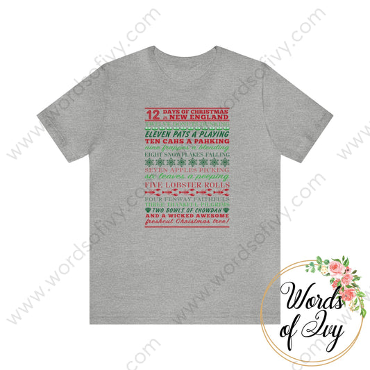 Adult Tee - 12 Days Of New England Christmas 211027004 Athletic Heather / S T-Shirt