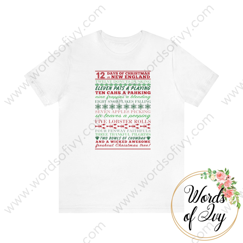 Adult Tee - 12 Days Of New England Christmas 211027004 White / S T-Shirt