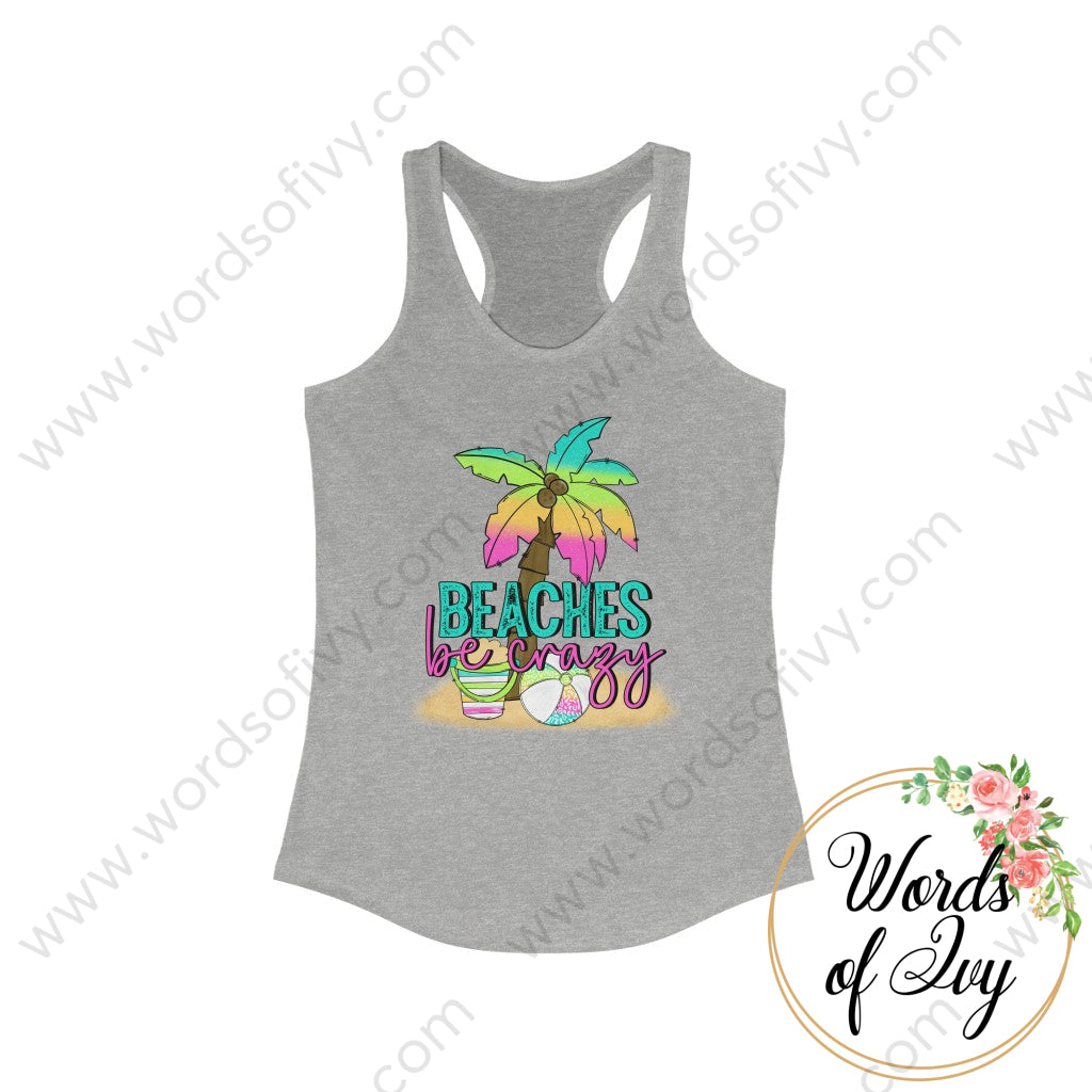 Adult Tee - Beaches Be Crazy Tank 220519001 Heather Grey / L Top