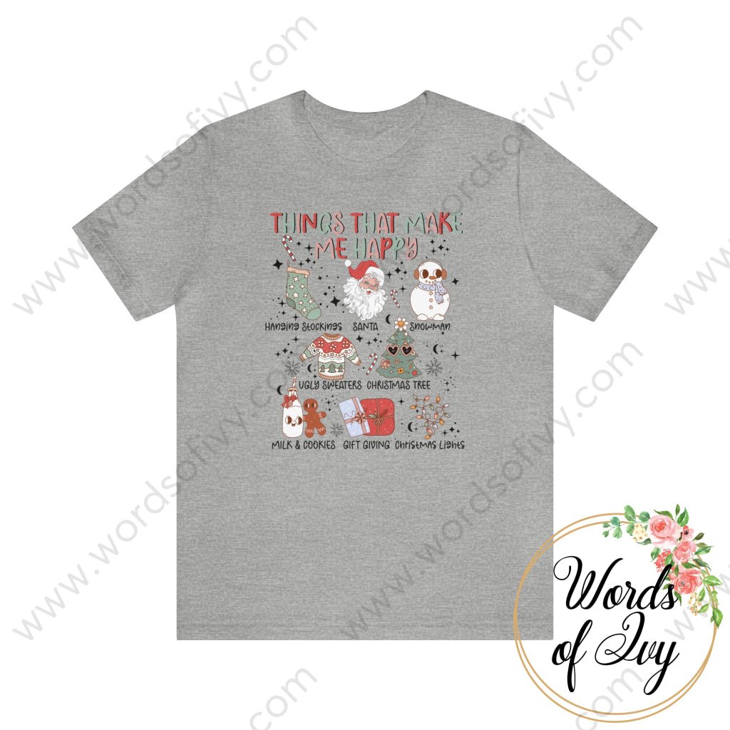 Adult Tee - Christmas Things That Make Me Happy 230708001 Athletic Heather / S T-Shirt