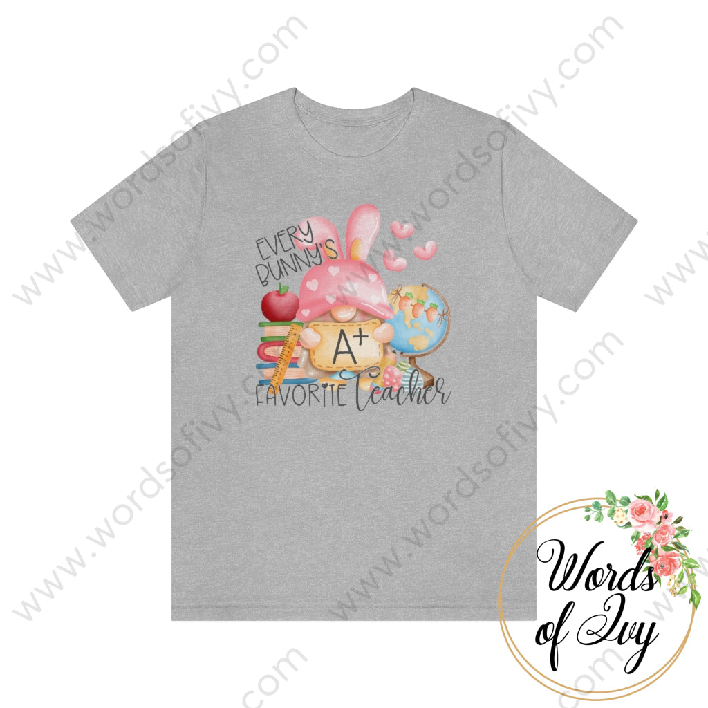Adult Tee - Every Bunnys Favorite Teacher 220409004 Athletic Heather / S T-Shirt