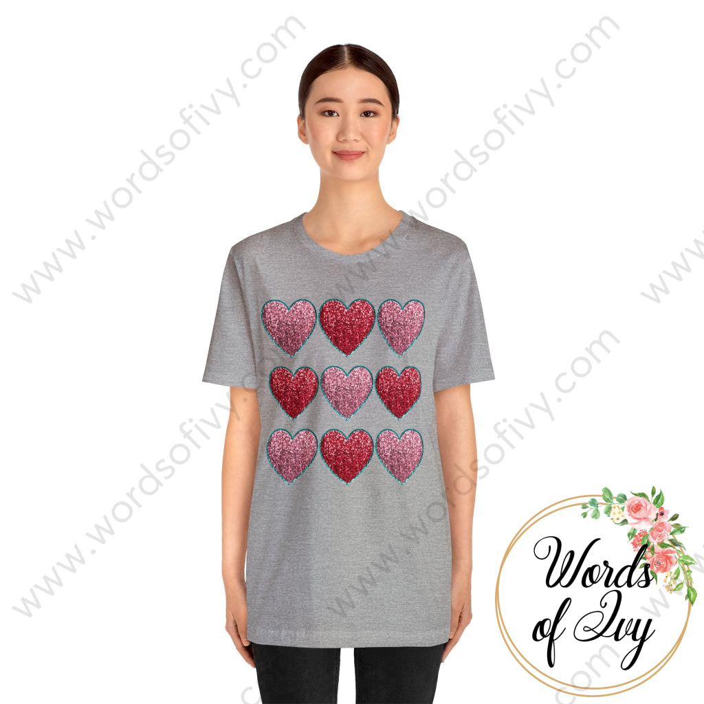 Adult Tee - FAUX SEQUIN HEARTS 240105004 | Nauti Life Tees