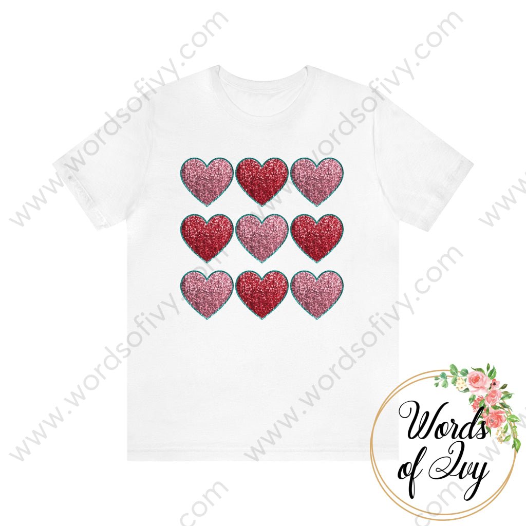 Adult Tee - FAUX SEQUIN HEARTS 240105004 | Nauti Life Tees