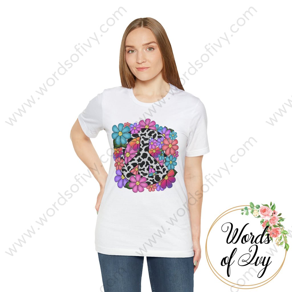 Adult Tee - FLORAL PEACE SIGN 230809005 | Nauti Life Tees