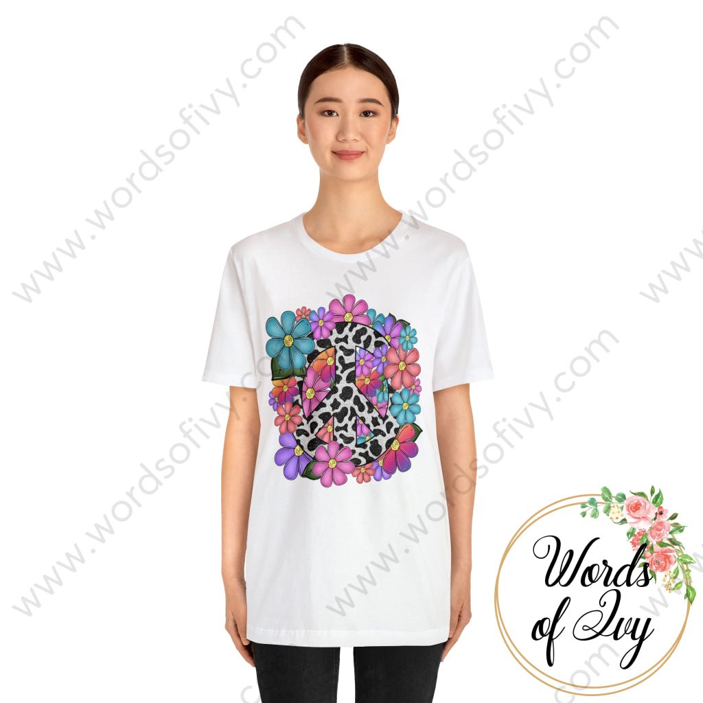 Adult Tee - FLORAL PEACE SIGN 230809005 | Nauti Life Tees