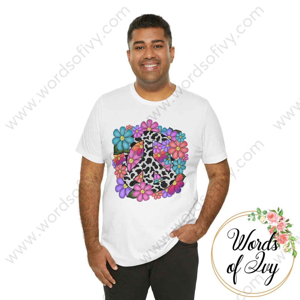 Adult Tee - FLORAL PEACE SIGN 230809005 | Nauti Life Tees