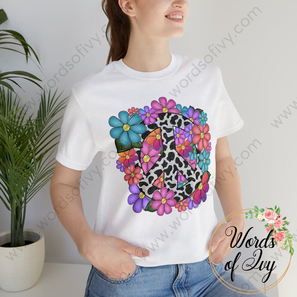 Adult Tee - Floral Peace Sign 230809005 T-Shirt