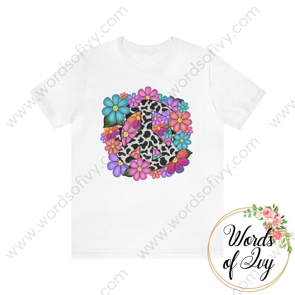 Adult Tee - Floral Peace Sign 230809005 White / S T-Shirt