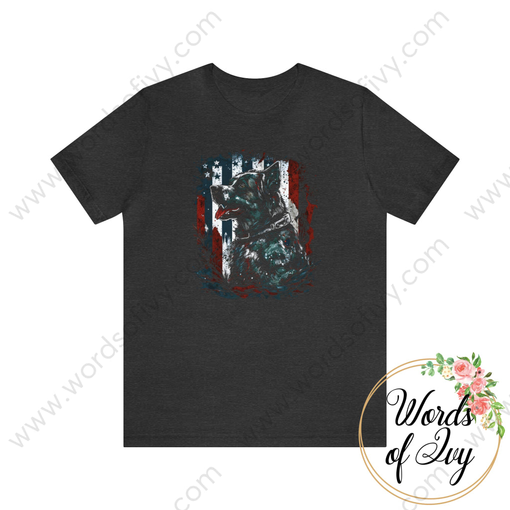 Adult Tee - Patriotic Dog 230422005 Dark Grey Heather / S T-Shirt