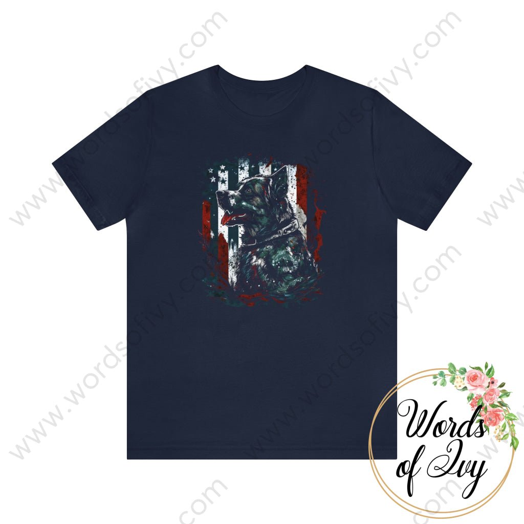 Adult Tee - Patriotic Dog 230422005 Navy / S T-Shirt