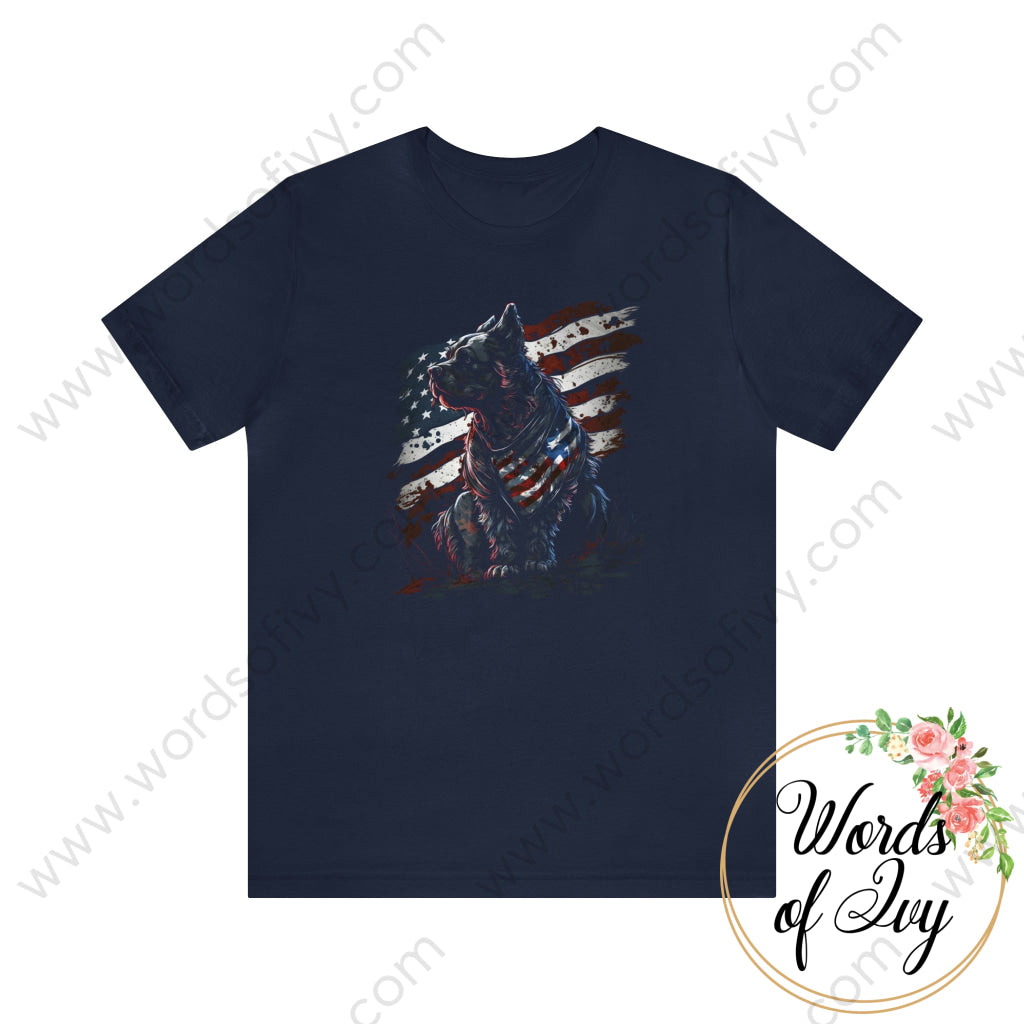 Adult Tee - Patriotic Dog 230423007 Navy / S T-Shirt