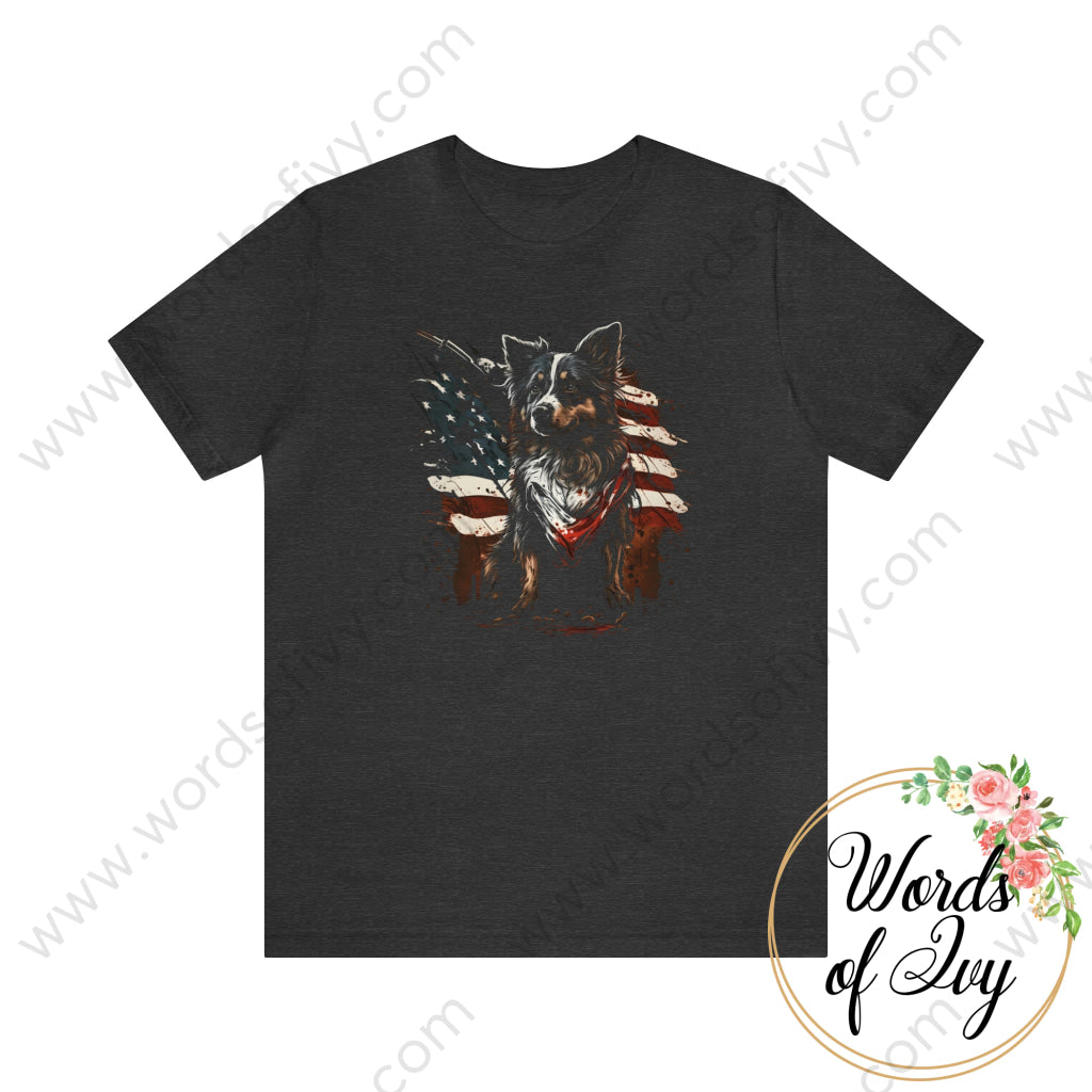 Adult Tee - Patriotic Dog 230423010 Dark Grey Heather / S T-Shirt