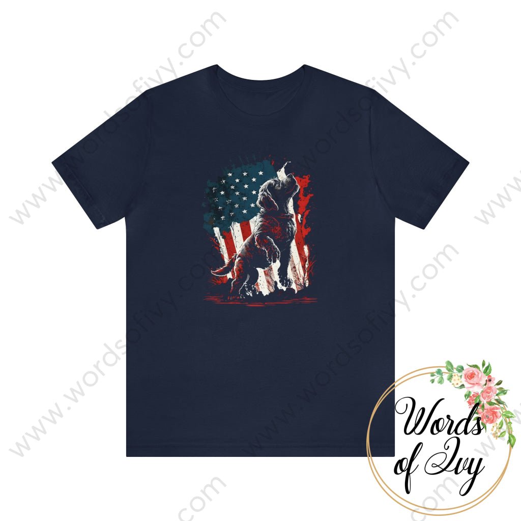 Adult Tee - Patriotic Dog 230423015 Navy / S T-Shirt