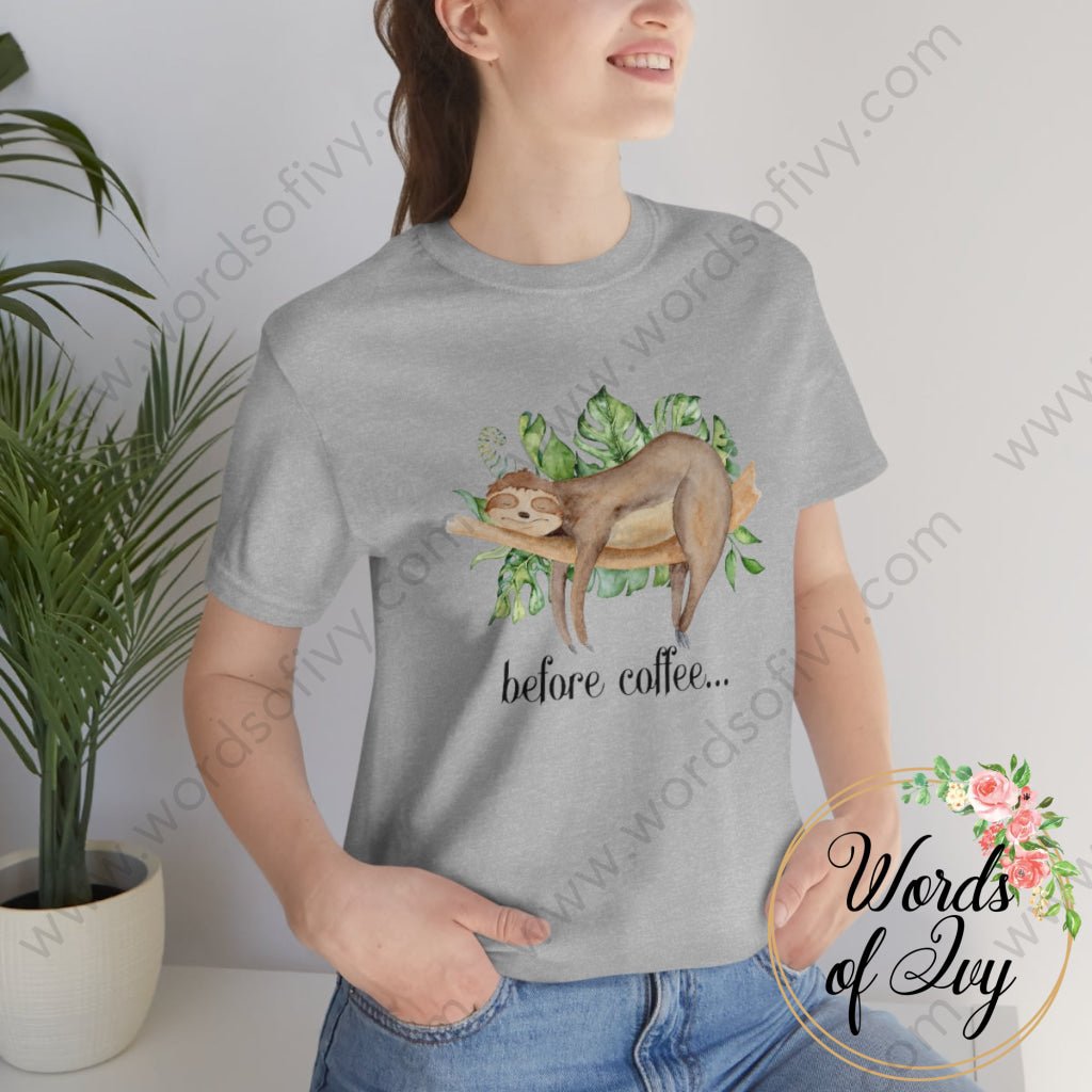 Adult Tee - sloth before coffee 220220 221020001 | Nauti Life Tees