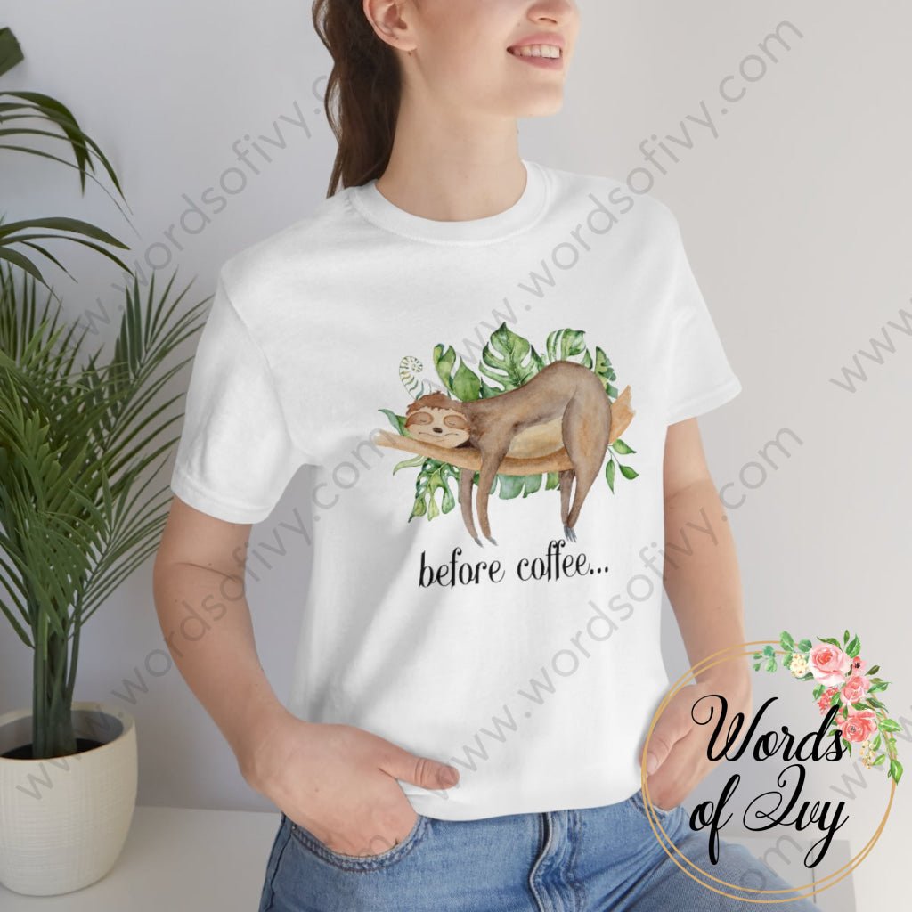 Adult Tee - sloth before coffee 220220 221020001 | Nauti Life Tees