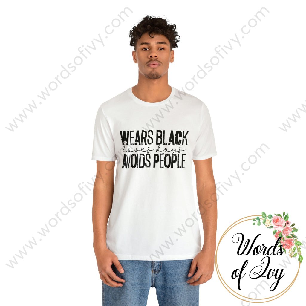 Adult Tee - WEARS BLACK LOVES DOGS AVOIDS PEOPLE 221214013 | Nauti Life Tees