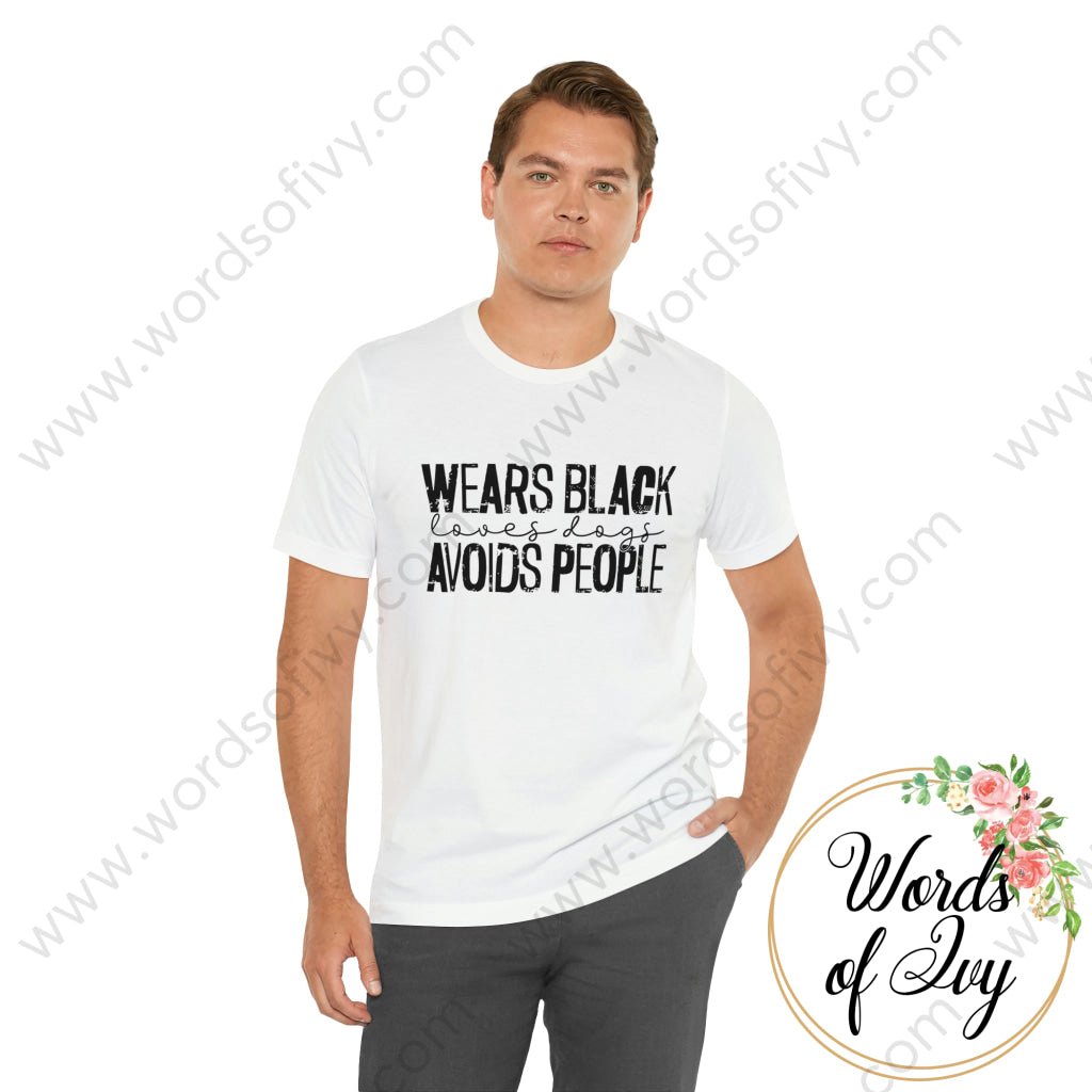 Adult Tee - WEARS BLACK LOVES DOGS AVOIDS PEOPLE 221214013 | Nauti Life Tees