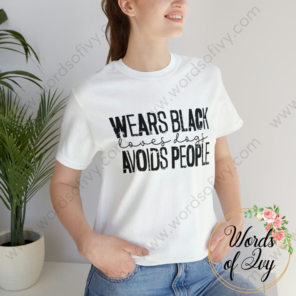 Adult Tee - WEARS BLACK LOVES DOGS AVOIDS PEOPLE 221214013 | Nauti Life Tees