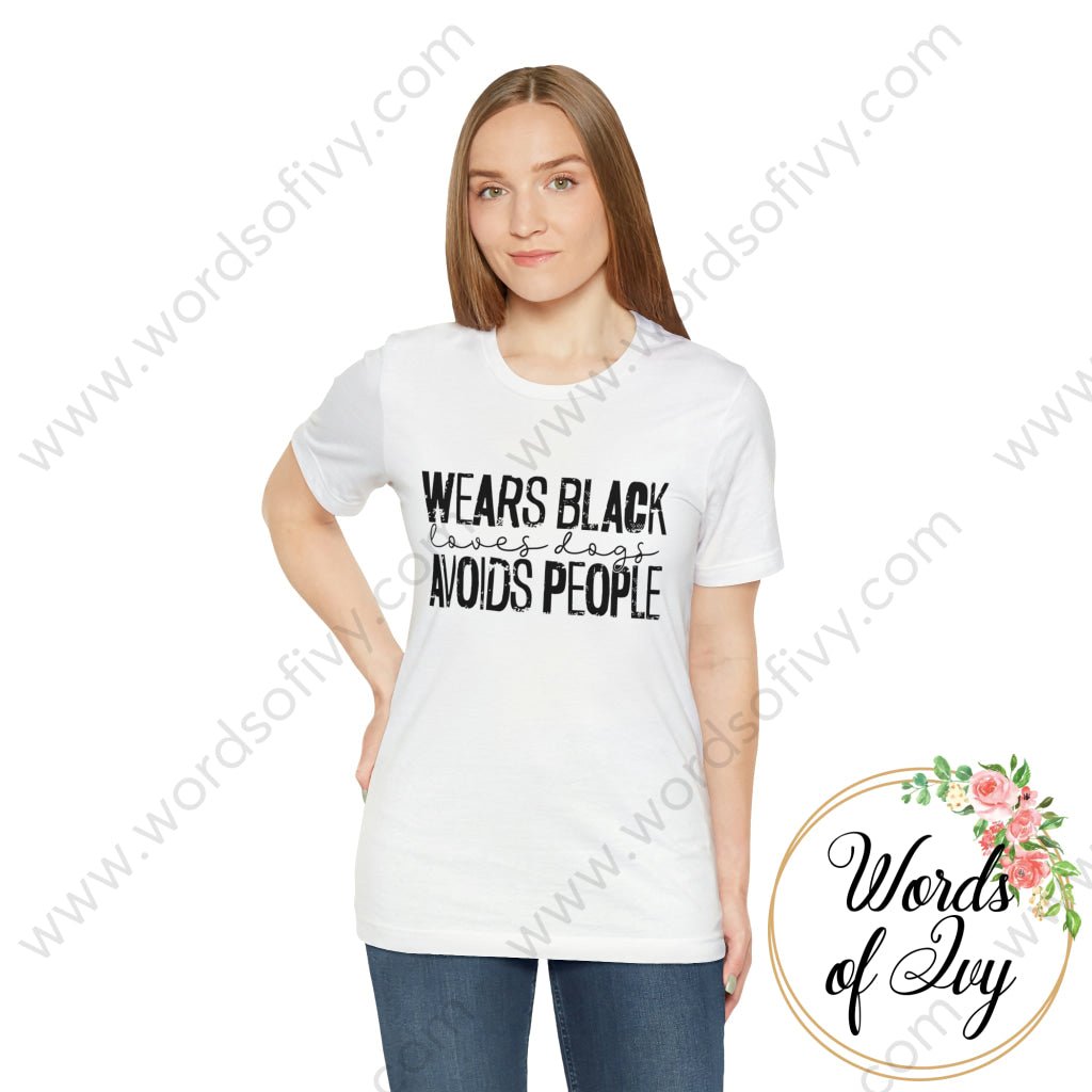 Adult Tee - WEARS BLACK LOVES DOGS AVOIDS PEOPLE 221214013 | Nauti Life Tees