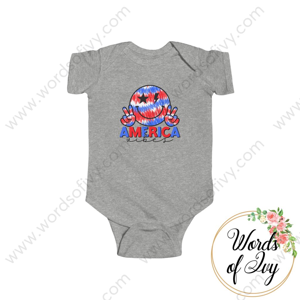 Baby Tee - America Vibes 220306001 Heather / Nb (0-3M) Kids Clothes