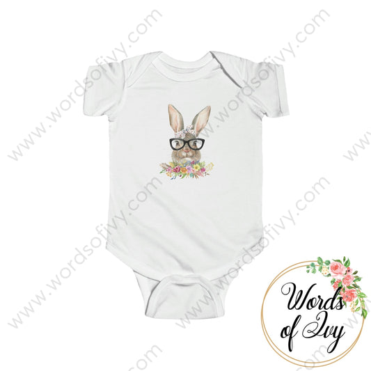 Baby Tee - Bunny With Glasses 220222001 White / Nb (0-3M) Kids Clothes