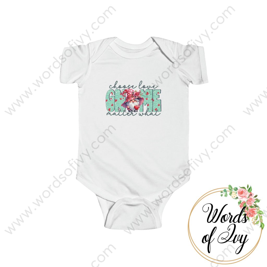 Baby Tee - Choose Love Gnome Matter What 231228003 White / Nb (0-3M) Kids Clothes