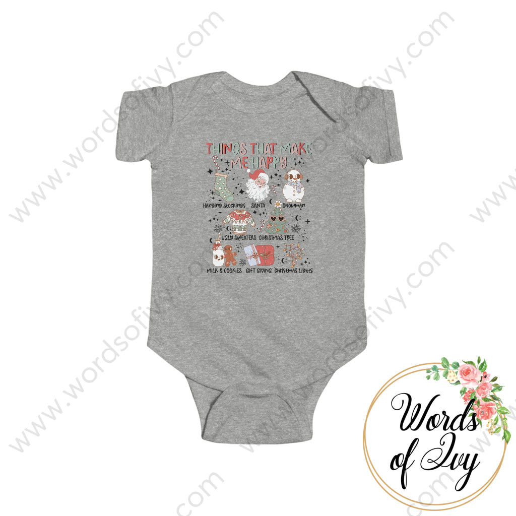 Baby Tee - Christmas Things That Make Me Happy 230708001 Heather / Nb (0-3M) Kids Clothes