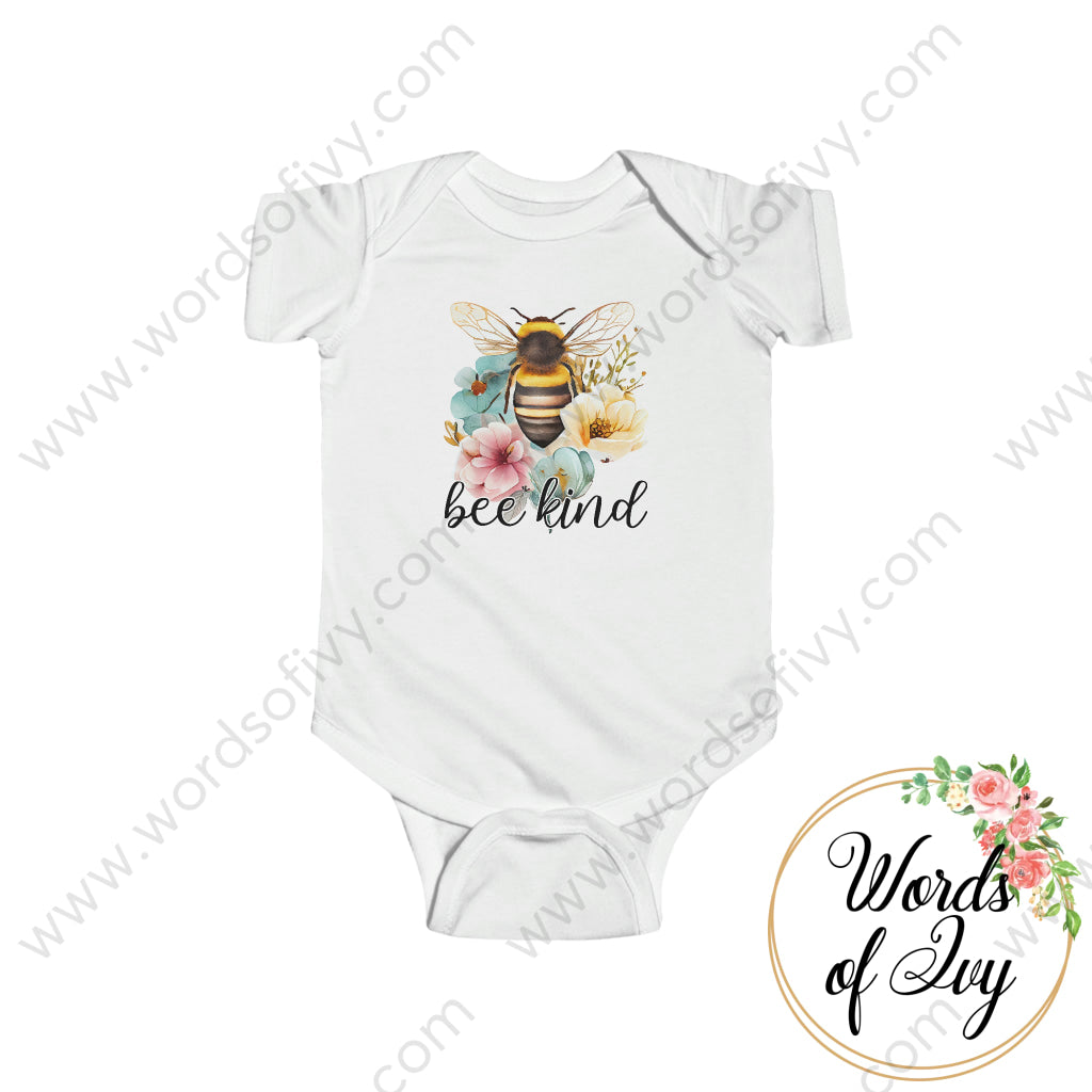 Baby Tee - Floral Bee Kind 230420001 White / Nb (0-3M) Kids Clothes