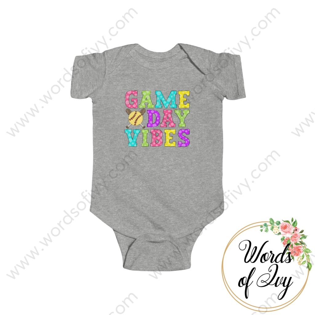 Baby Tee - Game Day Vibes Softball 230429010 Heather / Nb (0-3M) Kids Clothes