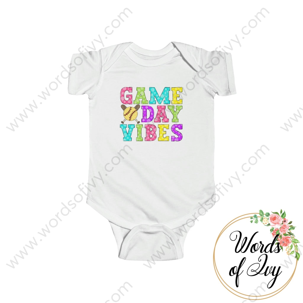 Baby Tee - Game Day Vibes Softball 230429010 White / Nb (0-3M) Kids Clothes