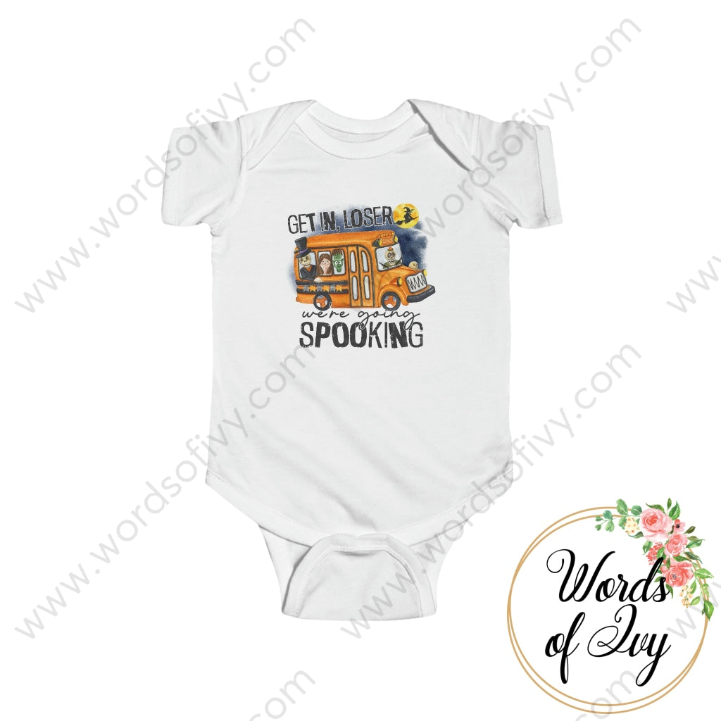 Baby Tee - Get In Loser Were Going Spooking 220913006 White / Nb (0-3M) Kids Clothes