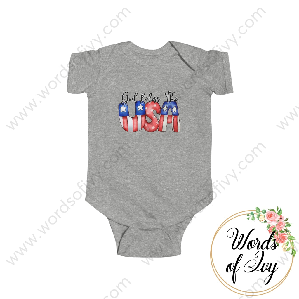 Baby Tee - God Bless The Usa 220130008 Heather / Nb (0-3M) Kids Clothes