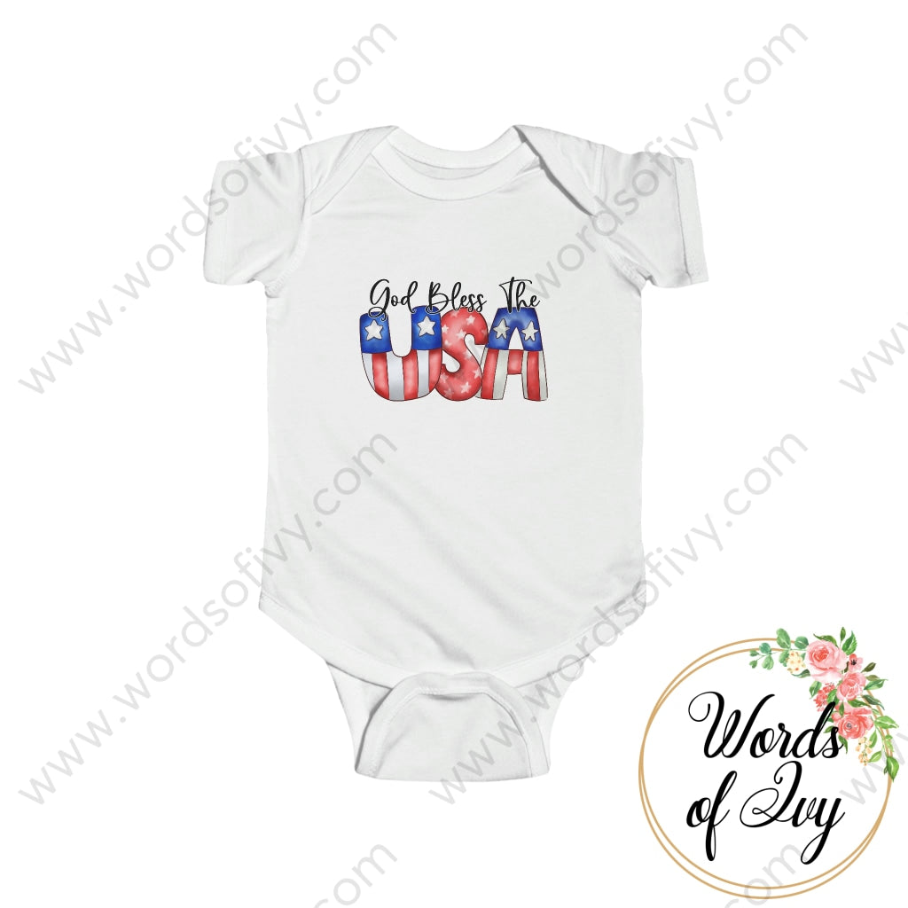 Baby Tee - God Bless The Usa 220130008 White / Nb (0-3M) Kids Clothes