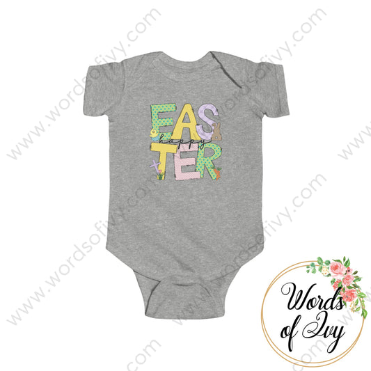 Baby Tee - Happy Easter 220305012 Heather / Nb (0-3M) Kids Clothes