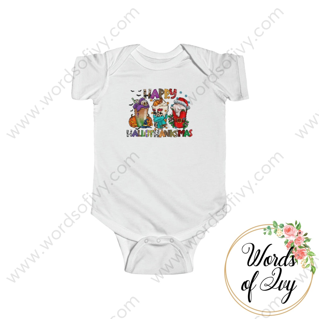 Baby Tee - Happy Hallothankmas 221015009 White / Nb (0-3M) Kids Clothes