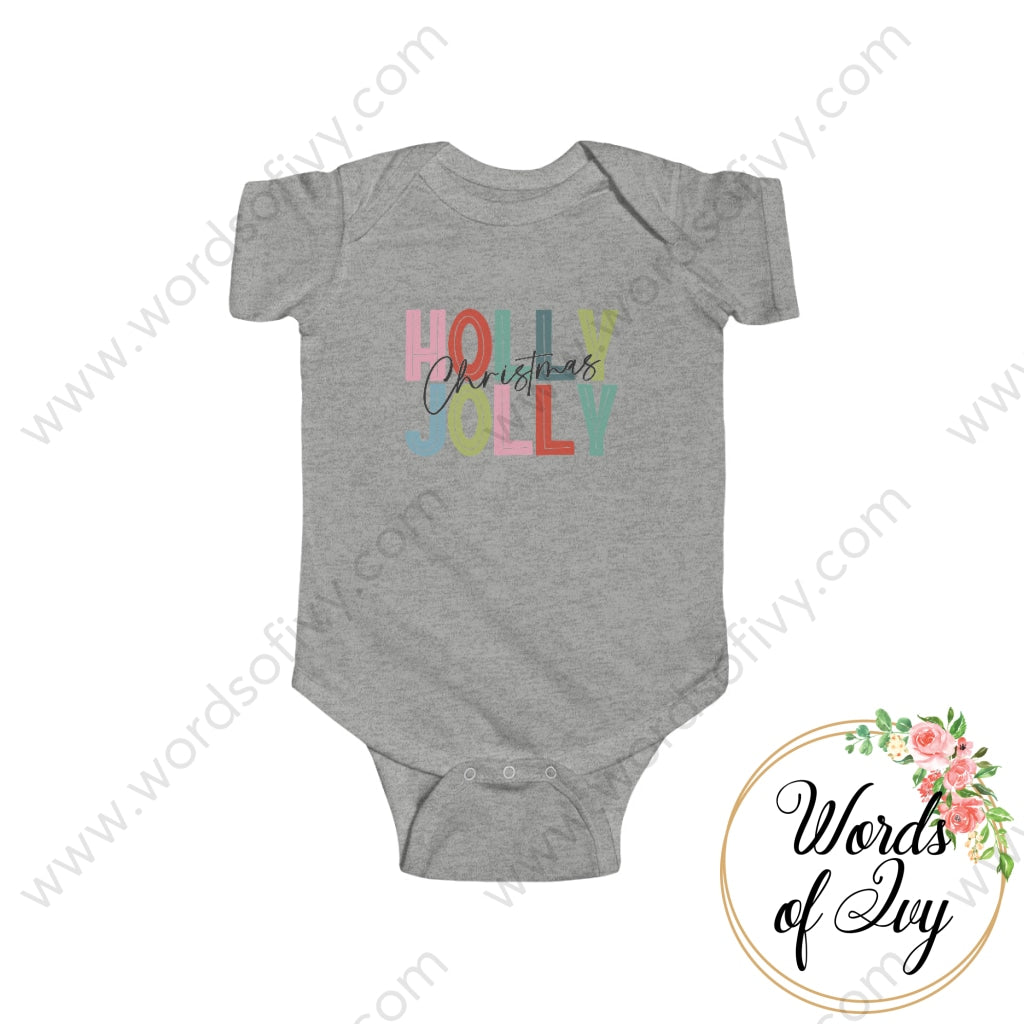 Baby Tee - Holly Jolly Christmas 221025001 Heather / Nb (0-3M) Kids Clothes