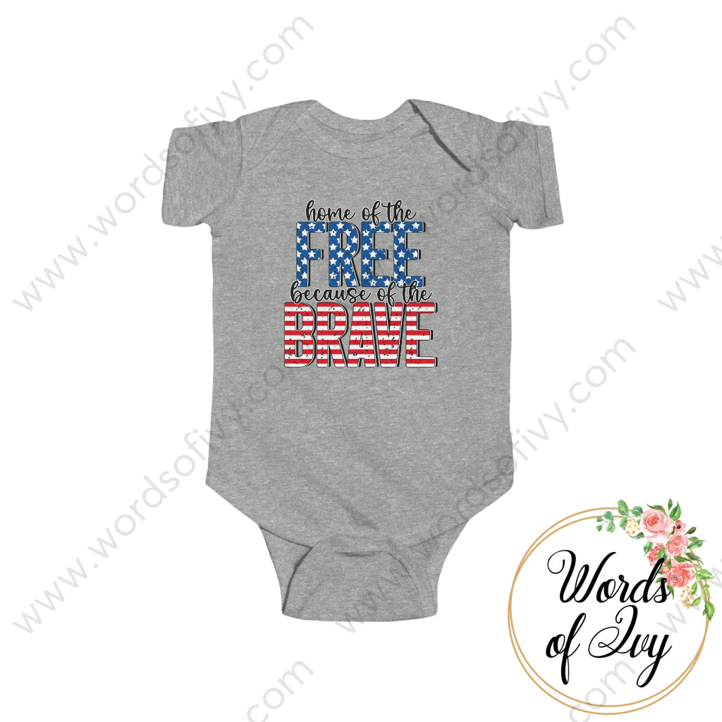 Baby Tee - Home Of The Free Because Brave 220519004 Heather / Nb (0-3M) Kids Clothes