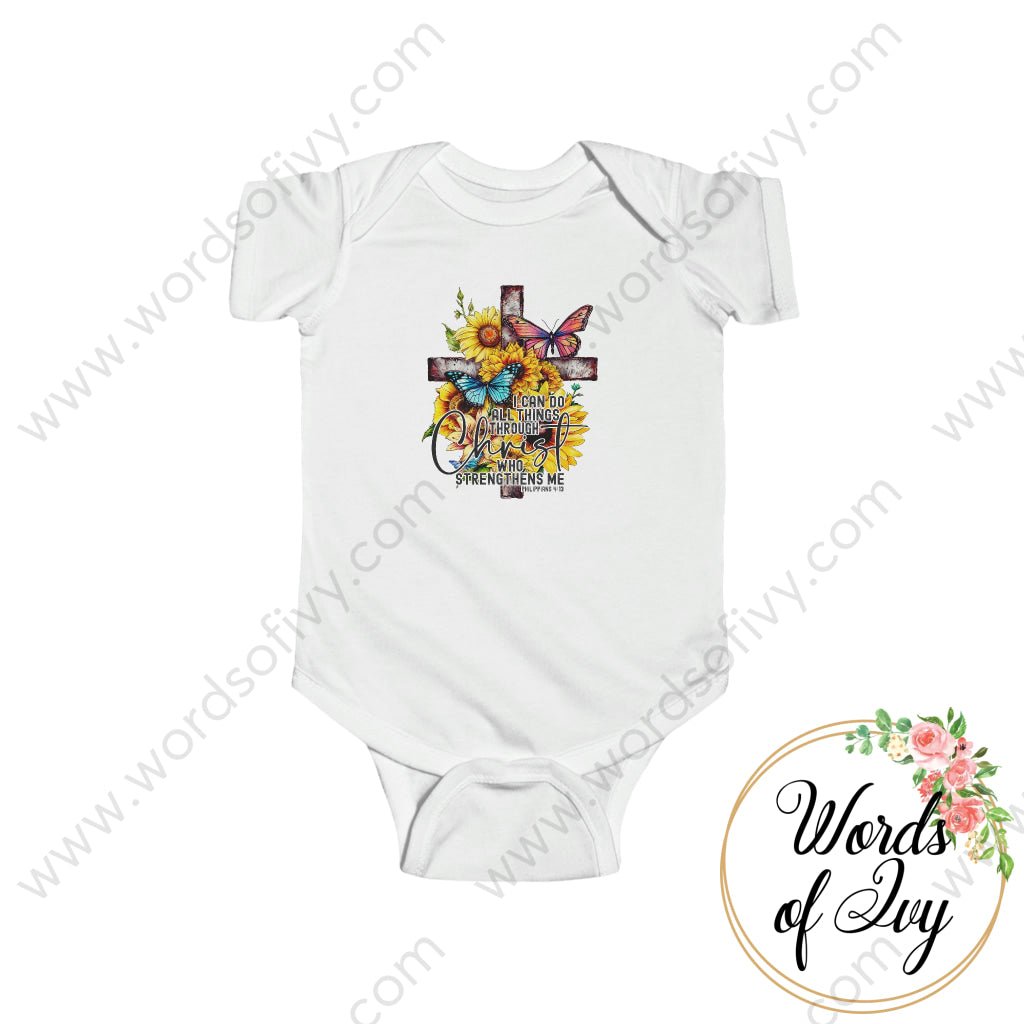 Baby Tee - I Can Do All Things Through Christ Who Strengthens Me 230416010 White / Nb (0-3M) Kids