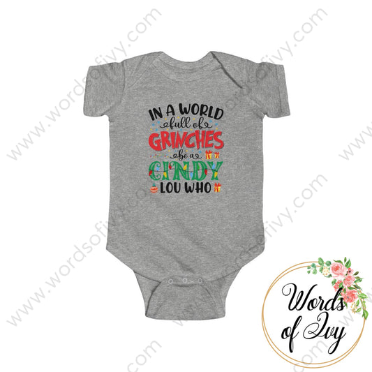 Baby Tee - In A World Full Of Grinches Be Cindy Lou Who 211124002 Heather / 12M Kids Clothes