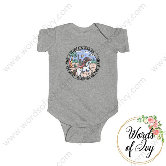 Baby Tee - Lifes A Beach And Im Just Playing In The Sand 230416009 Heather / Nb (0-3M) Kids Clothes