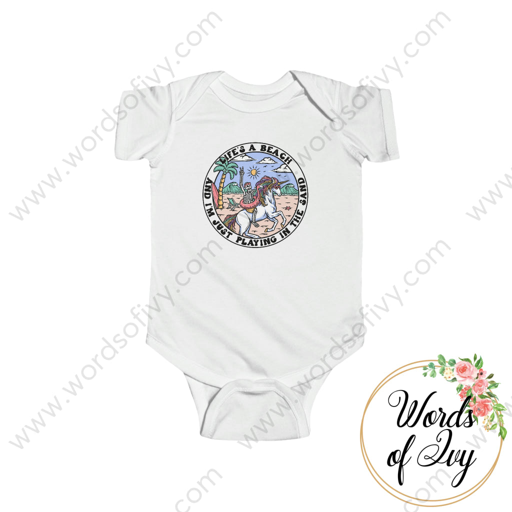 Baby Tee - LIFE'S A BEACH AND I'M JUST PLAYING IN THE SAND 230416009 | Nauti Life Tees