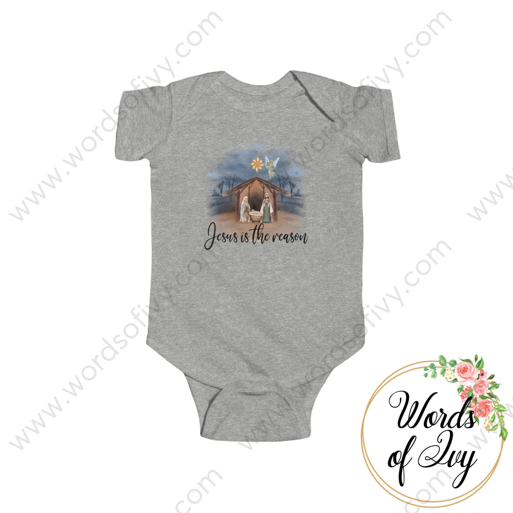 Baby Tee - Nativity Jesus Is The Reason 220926002 Heather / Nb (0-3M) Kids Clothes