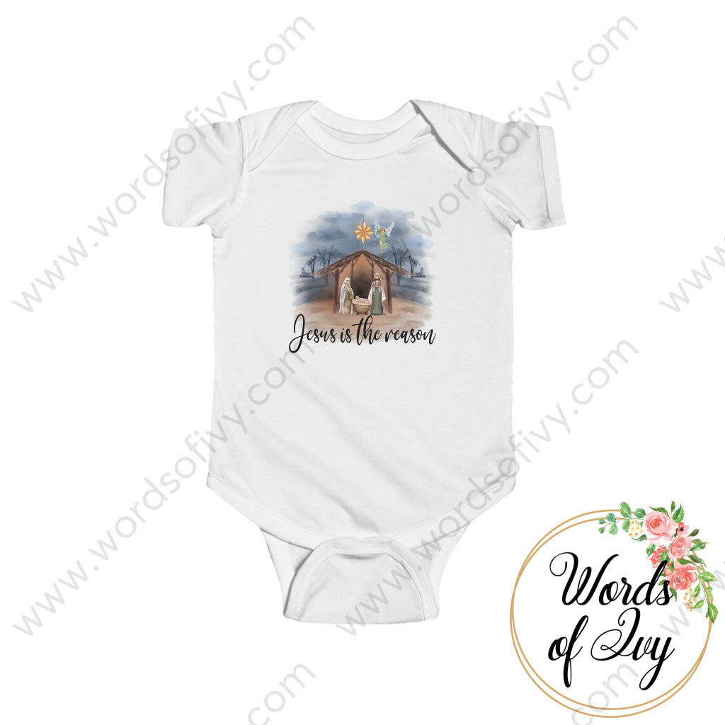 Baby Tee - Nativity Jesus Is The Reason 220926002 White / Nb (0-3M) Kids Clothes