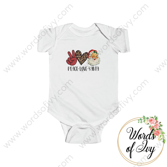 Baby Tee - Peace Love Santa 230703094 White / Nb (0-3M) Kids Clothes