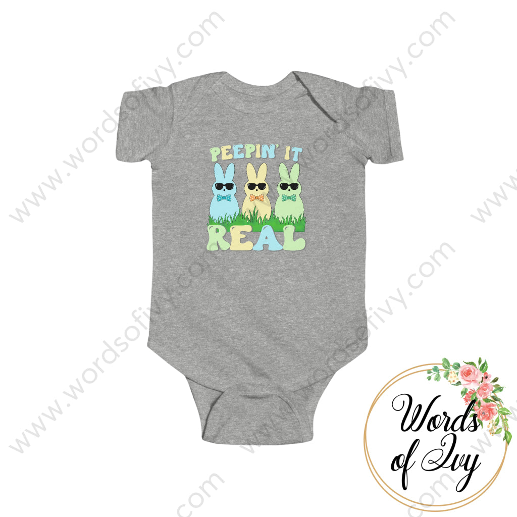 Baby Tee - Peepin It Real Boys 220223005 Heather / Nb (0-3M) Kids Clothes