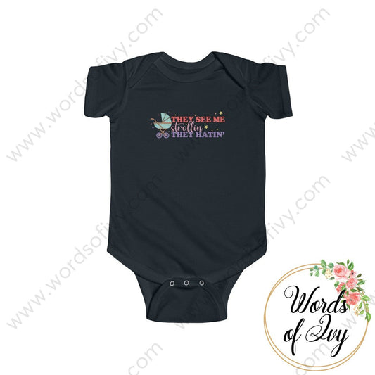 Baby Tee - They See Me Strollin They Hatin 220712014 Black / 12M Kids Clothes