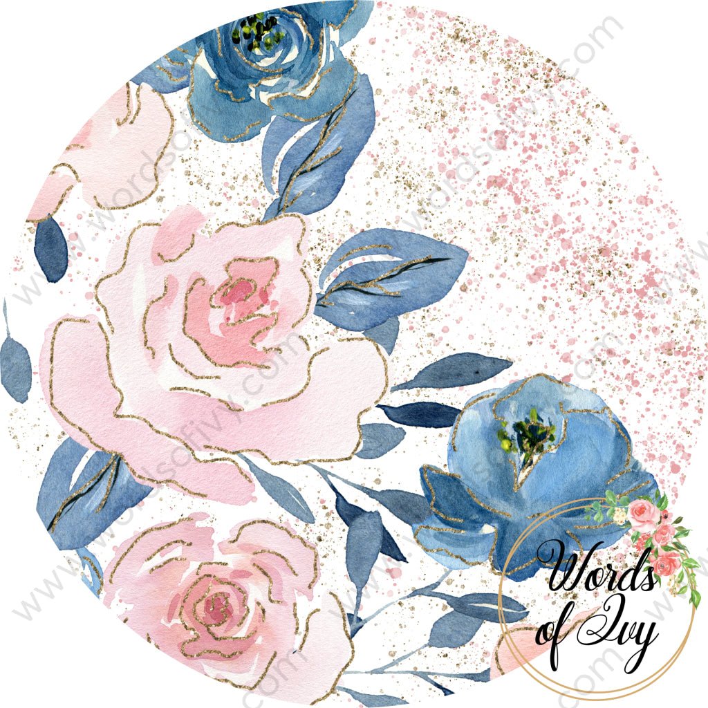 Car Coaster Digital Download - Floral Pink And Navy 220515