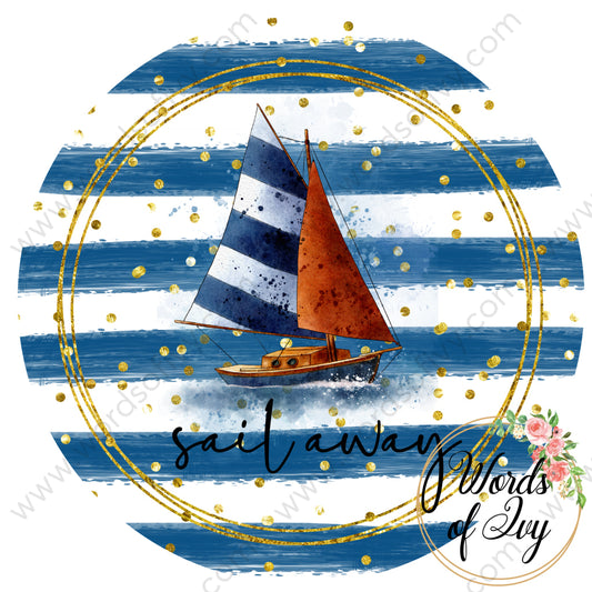 Car Coaster Digital Download - Nautical Stripes Boat Sail Away 035 210626