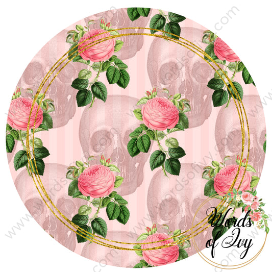 Car Coaster Digital Download - Pink Floral Skull 210904-002