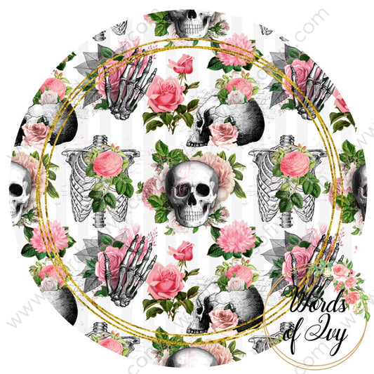 Car Coaster Digital Download - Pink Floral Skull 210904-003 | Nauti Life Tees
